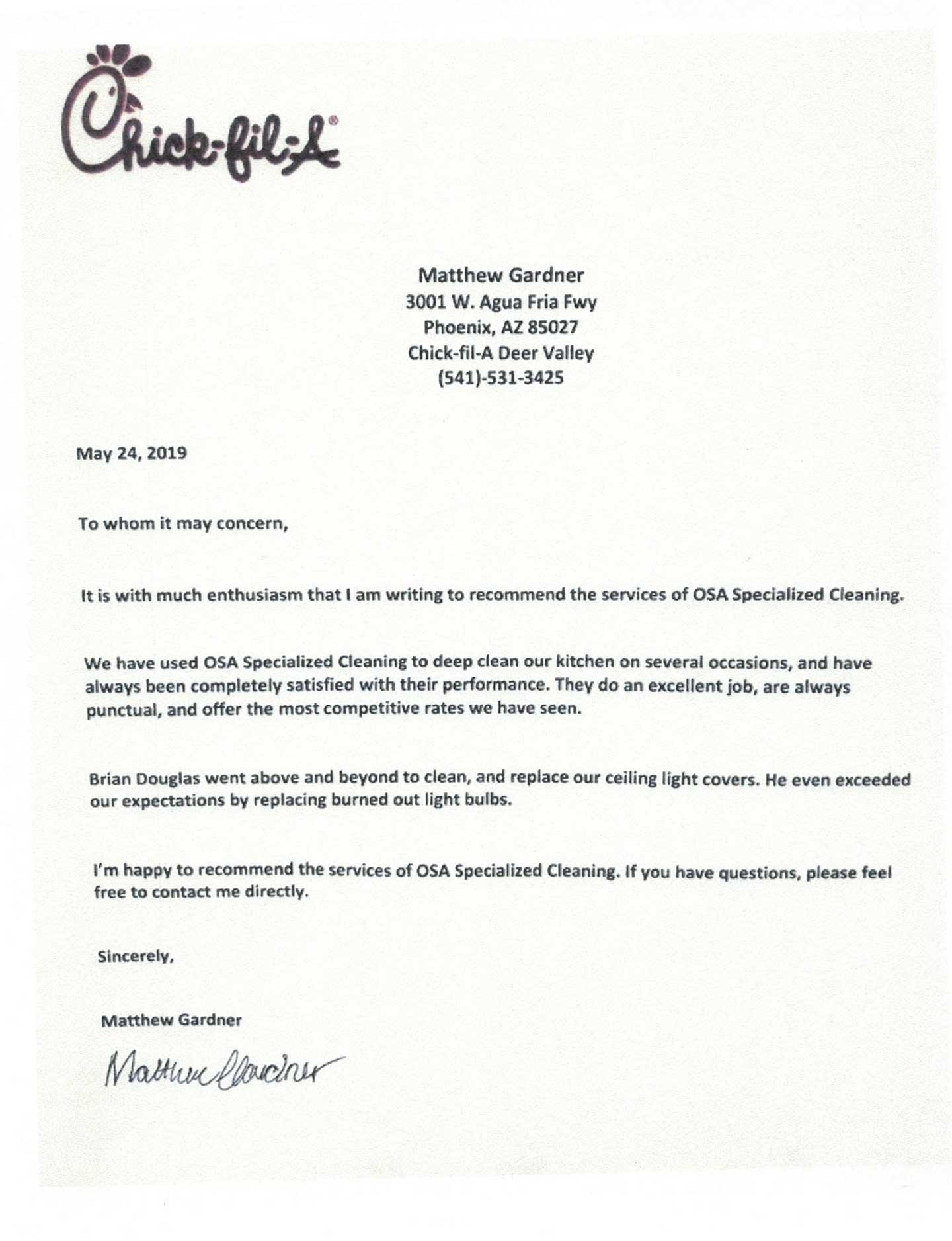 Chick-Fil-A Testimonial